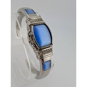 Paul Jardin Hidden Dial Watch Women 19mm Case Blue Gem Silver Bangle New Battery